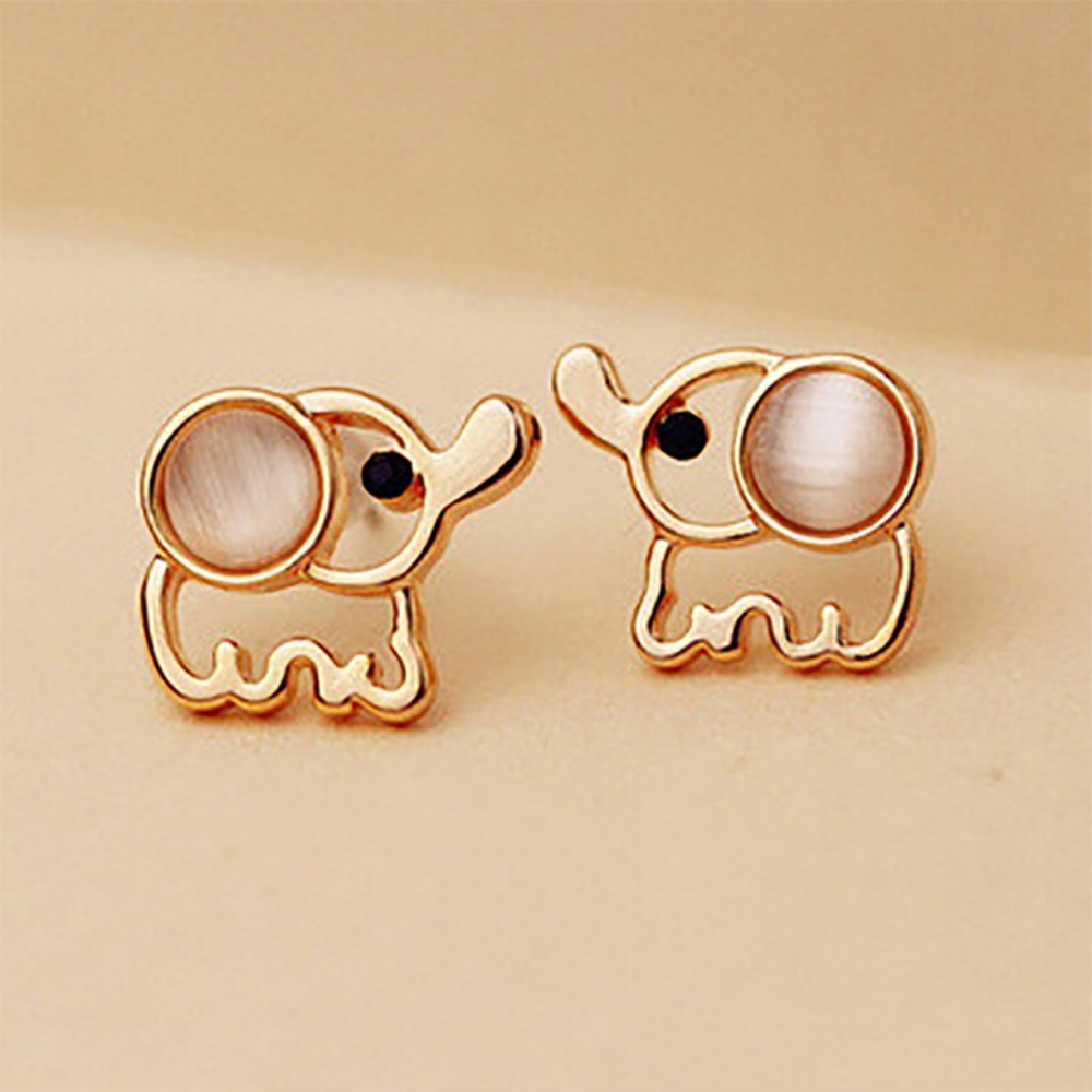 Opal Baby Elephant Stud Earrings - Picture 4 of 6